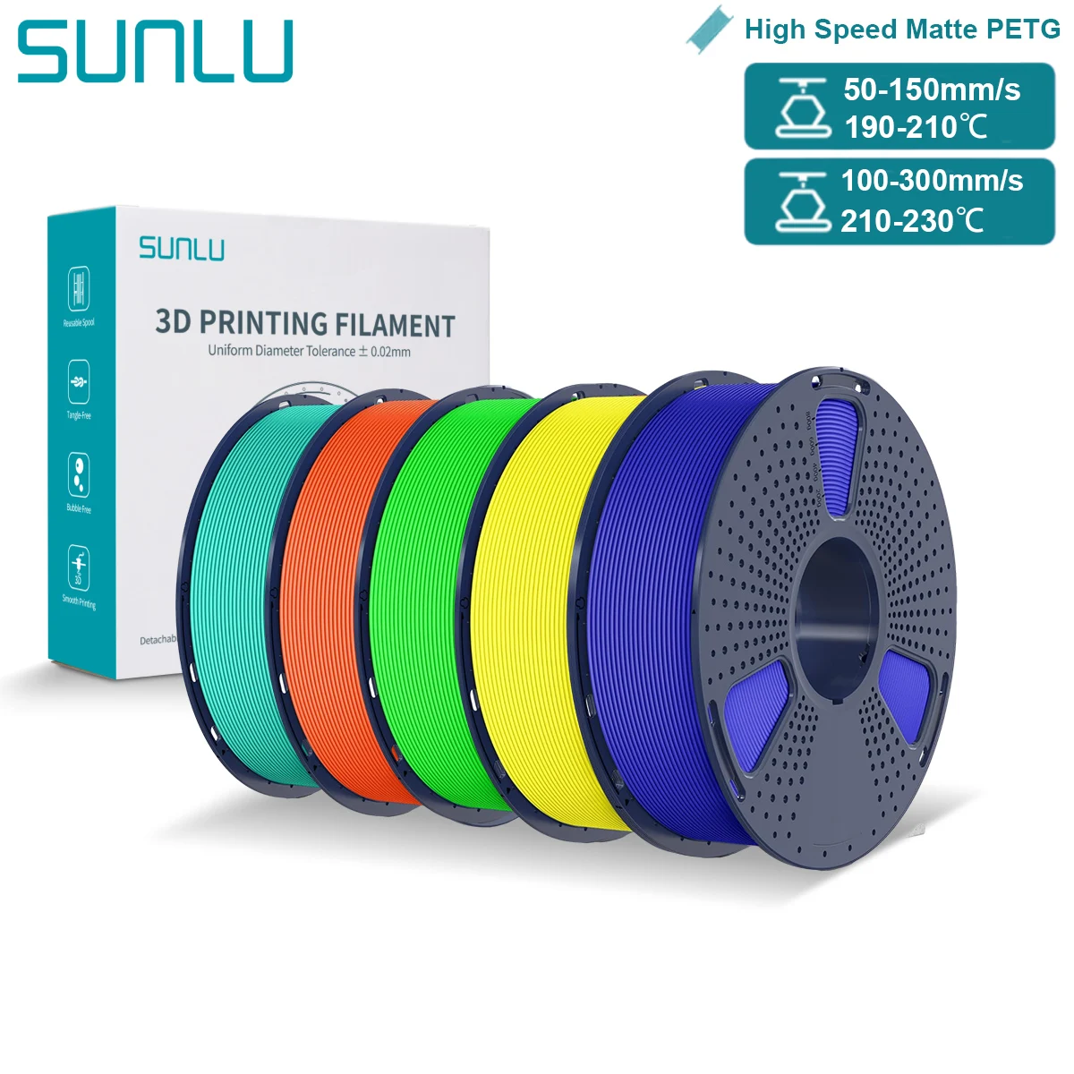 

SUNLU High Speed Matte PETG Filament 1.75mm High Toughness Easy Print Fast 3D Printing Material Durable Smooth Finish 1KG Spool