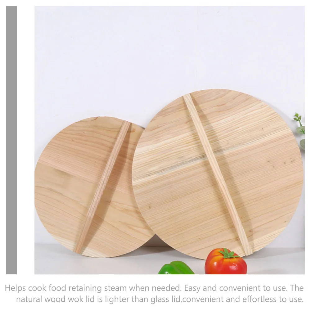 

Lightweight Natural Wood Pot Cover for Wok and Frying Pan Anti Overflow Steam Control Non Scratch Handle Cooking Tool Kitchen