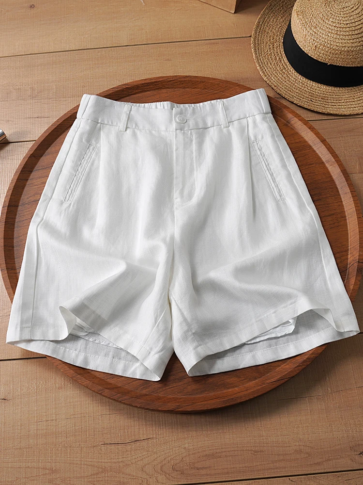 

Льняные шорты с высокой талией для женщин, летние, тонкие, новая модель, повседневные, широкие брюки, элегантные, в корейском стиле, свободного кроя