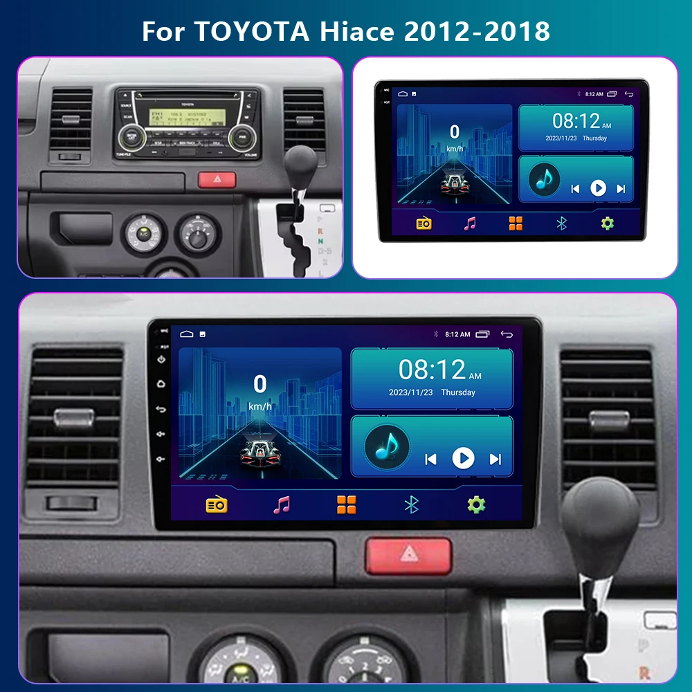 2Din For TOYOTA Hiace 2012-2018 Android 13 Car Radio Multimedia Video Player GPS Navigation Stereo Carplay Head Unit DSP