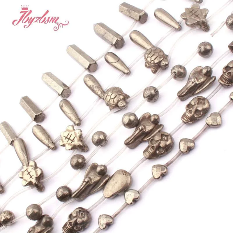 Natural Pyrite Loose for DIY Accessories Necklace Bracelet Charms Pendant Jewelry Making Stone Beads Strand 15Inch Free shipping