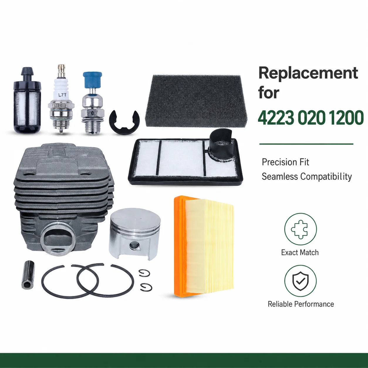 49mm Cylinder Piston Tune Up Kit Air Fuel Filter Spark Plug E-clip For Stihl TS400 Concrete Saw Repair Parts OEM 4223 020 1200