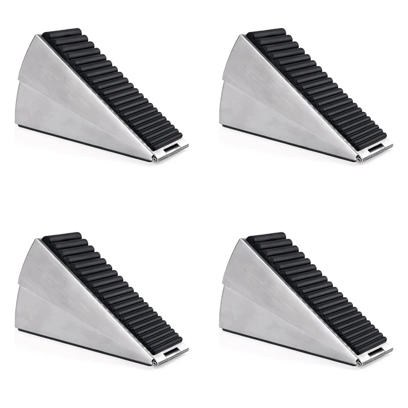 4X Heavy Duty Door Stop Wedge Tall Door Stoppers For Bottom Of Door, Adjustable Spring Loaded Door Stop Suits