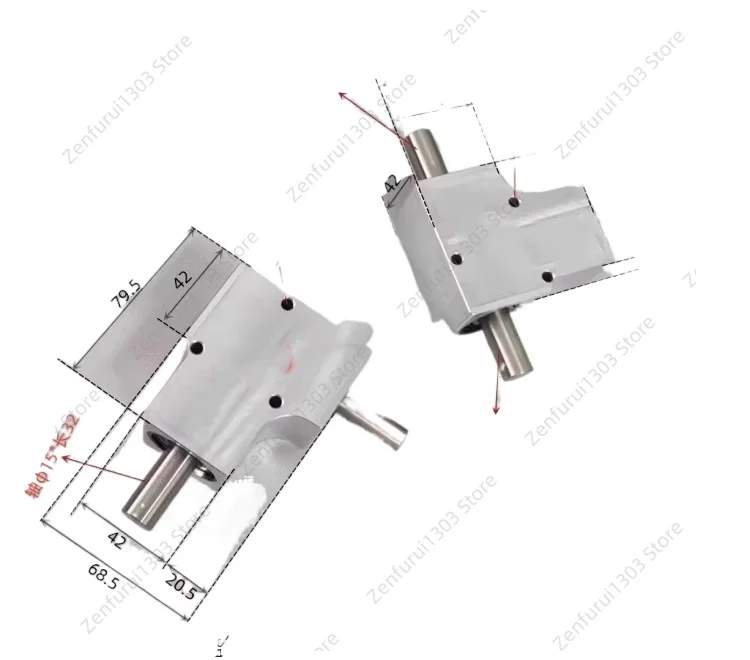 Miniature speed ratio 1:1 single/double output shaft diameter 15 mm 90 degree commutator corner turner helical bevel gear box