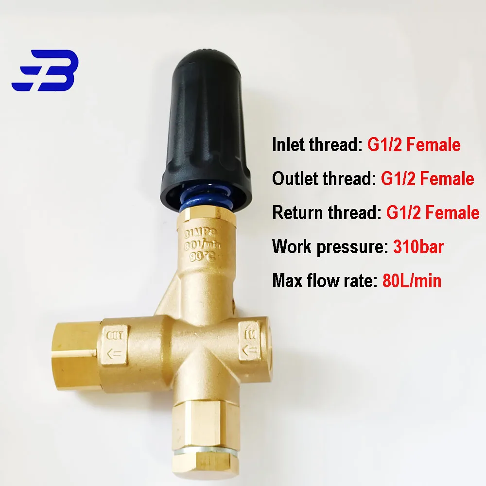 80LPM 310bar Pressure Washer Adjustable High Pressure Washer Parts Regulator Bypass Pressure Washer Unloader Valve VB85/310