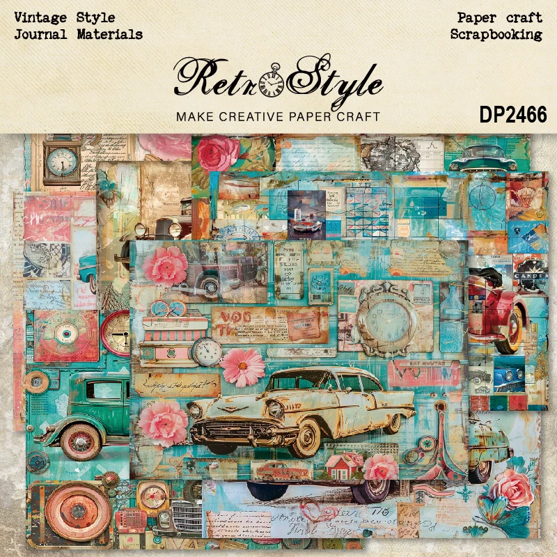 Panalisacraft 8 sheets A5 size Vintage Style Scrapbooking patterned paper Fancy Card Pack Light weight Craft Paper Card