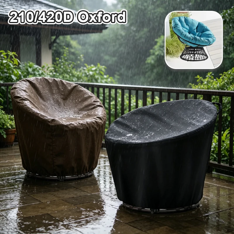 All Weather Proof Outdoor Papasan Chair Cover Full Wrap Adjustable Drawstring Quick Fastener Patio Chair Cover for Balcony Yard