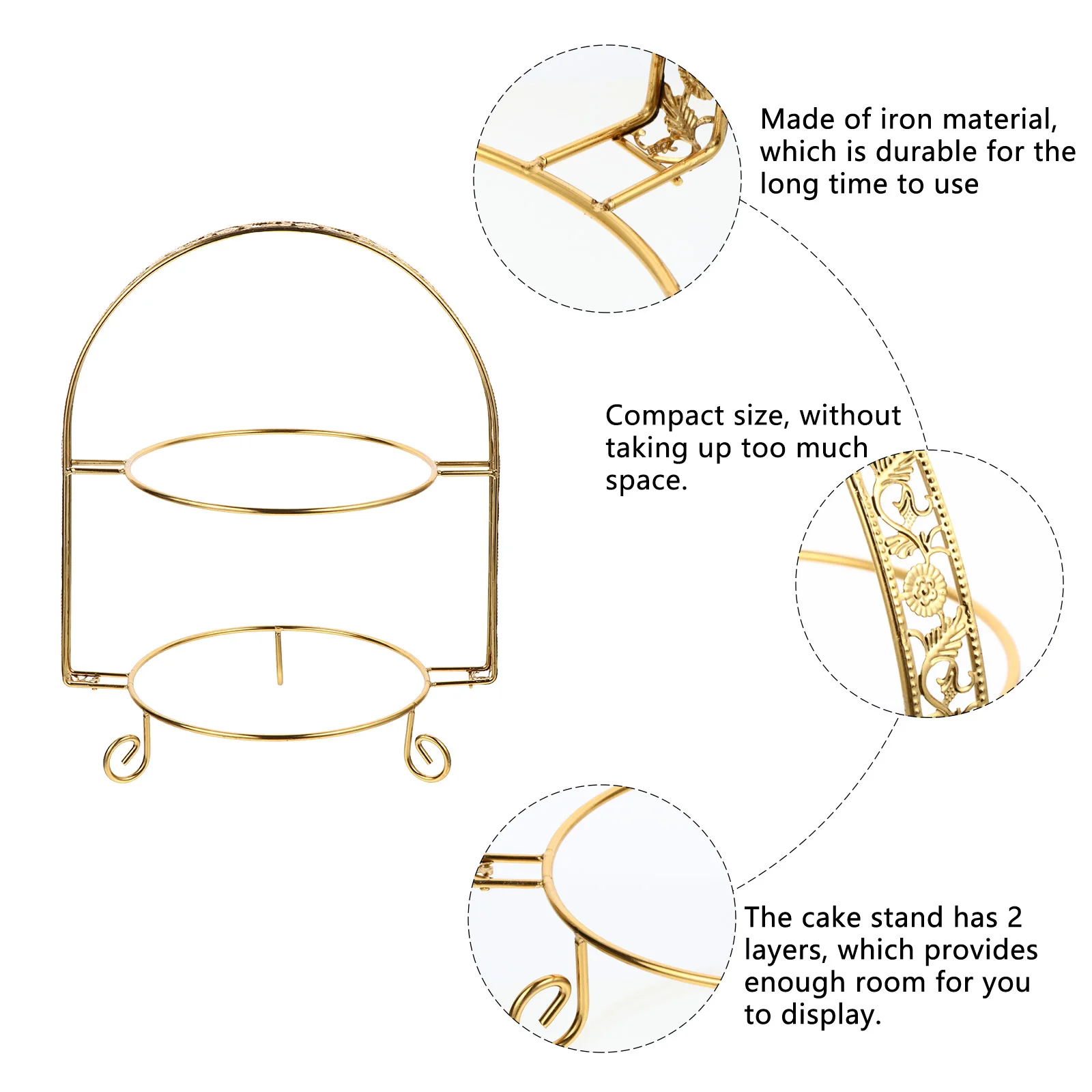 

2-Layer Cake Stand Display Iron Art Dessert Holder For Wedding Birthday Party Cupcake Serving Tray Cake Plate Stand