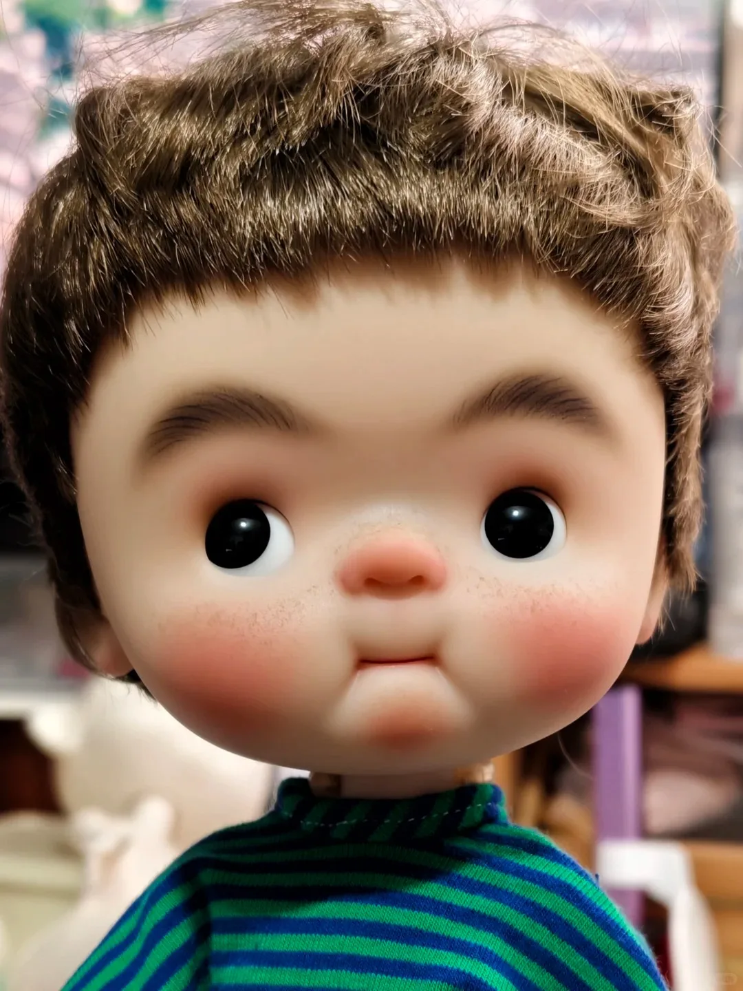 

SD BJD doll 1/12 qbaby 12cm cut boy big head makeup for boys and girls, high-end resin head, just a head