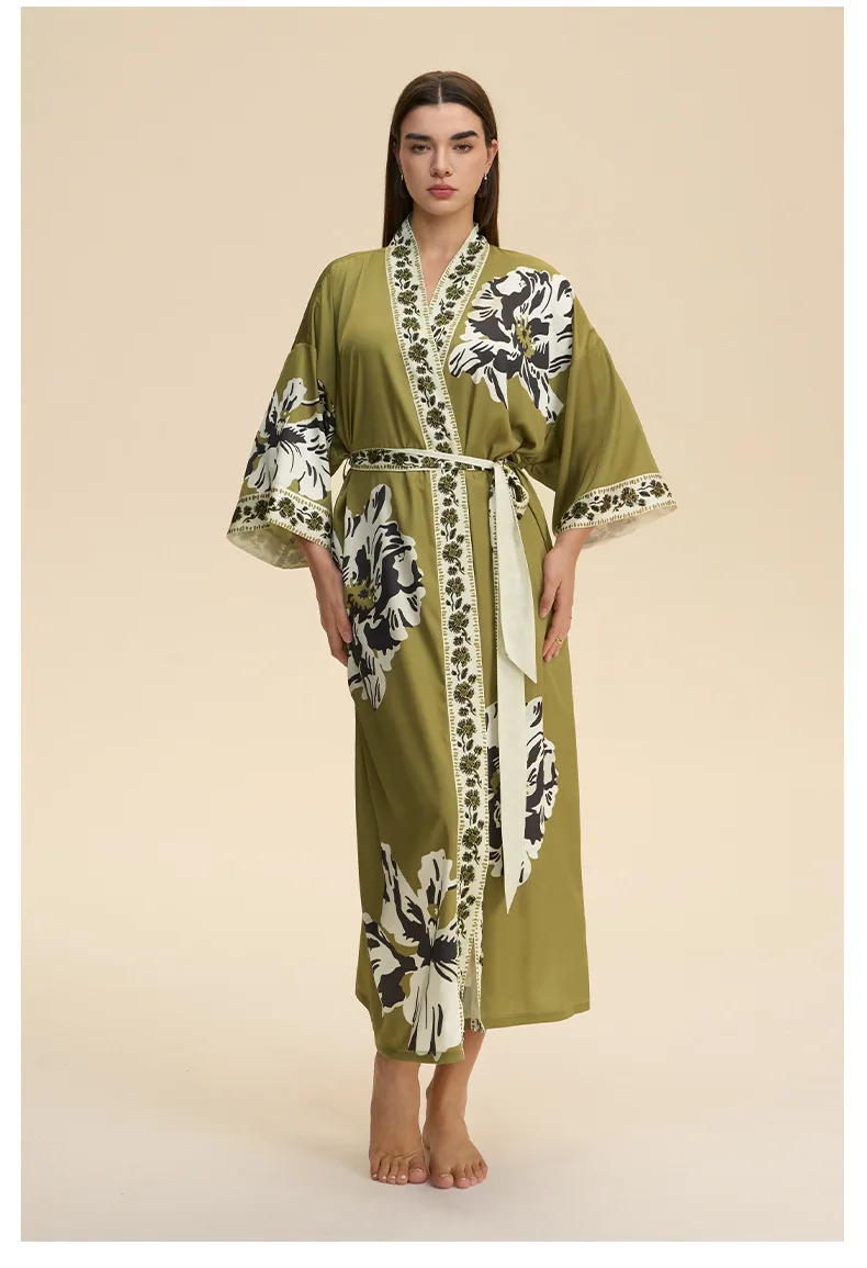 

Женское кимоно, халат, сексуальная одежда для сна, атласная домашняя одежда с принтом, повседневная ночная рубашка для невесты и подружки невесты, свадебный подарок