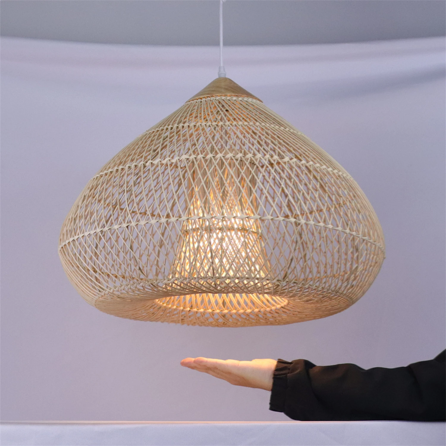 

JOYINLED Rattan Chandelier 60/80cm Woven Pendant Light Hand Woven Rattan Ceiling Hanging Lamp Fixture for Kitchen Dining Bedroom