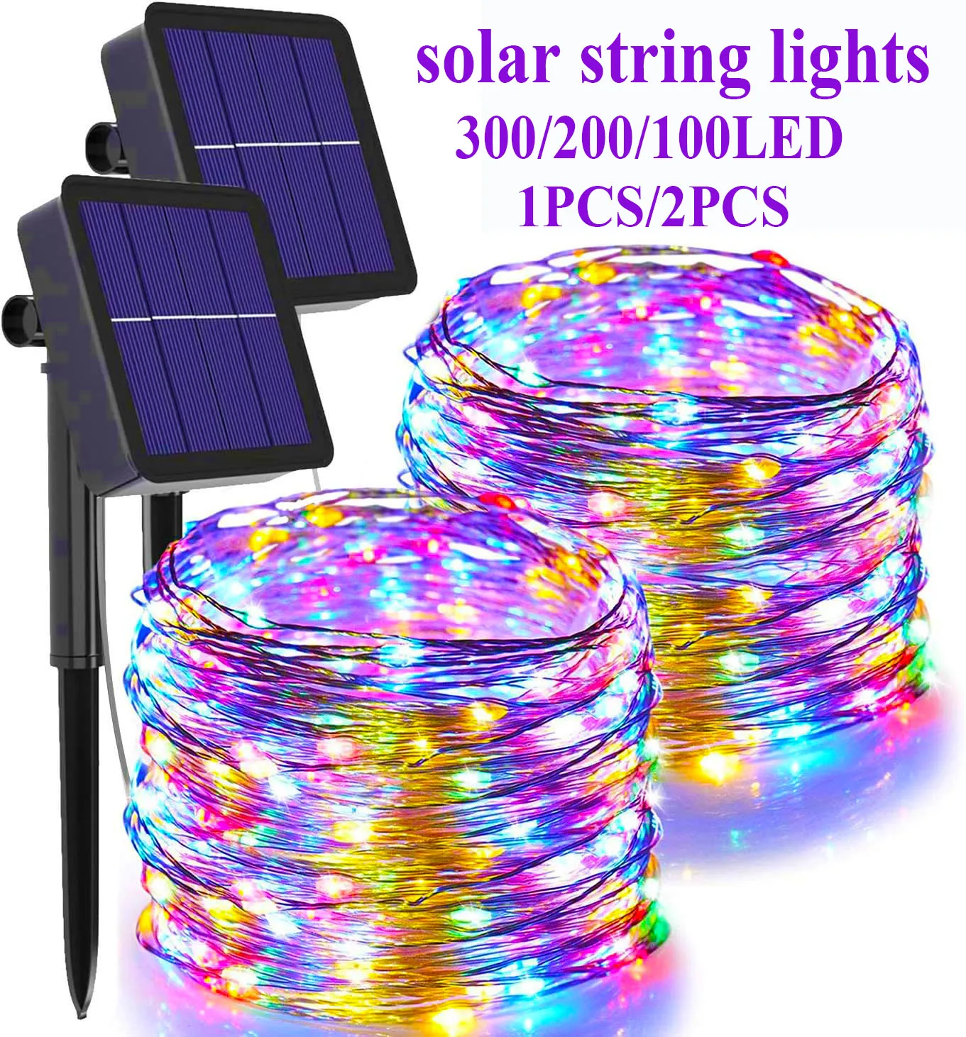 الشمسية Led سلسلة أضواء مقاوم للماء أضواء الأسلاك النحاسية الشمسية خرافة أضواء شجرة عيد الميلاد حفل زفاف 7 متر/12 متر/22 متر/32 متر