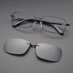 Glass Frame Male Full Frame Myopia Glasses Magnet Polarized Clip Sunglasses On Frames Square For Men Acetate Temple