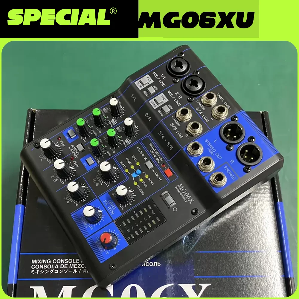MG06X MG06XU Mini Mixing Console Portable Professional Stage Conference Performance Home Live Streaming Equipment Effect Device