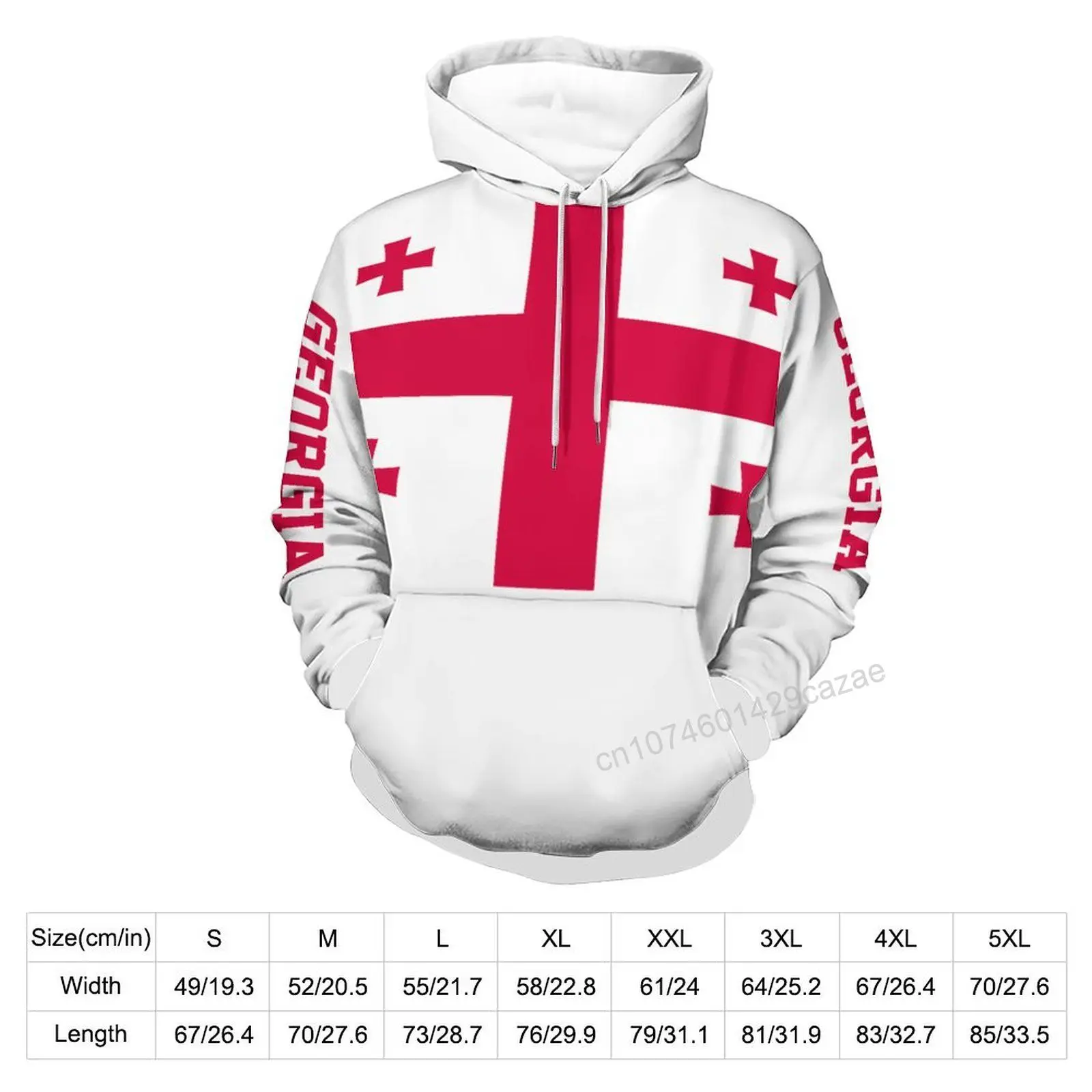 Georgia Country Flag 3D Hoodie Polyester Cool Men Women Harajuku Sweatshirt Unisex Casual Pullover Hoodies