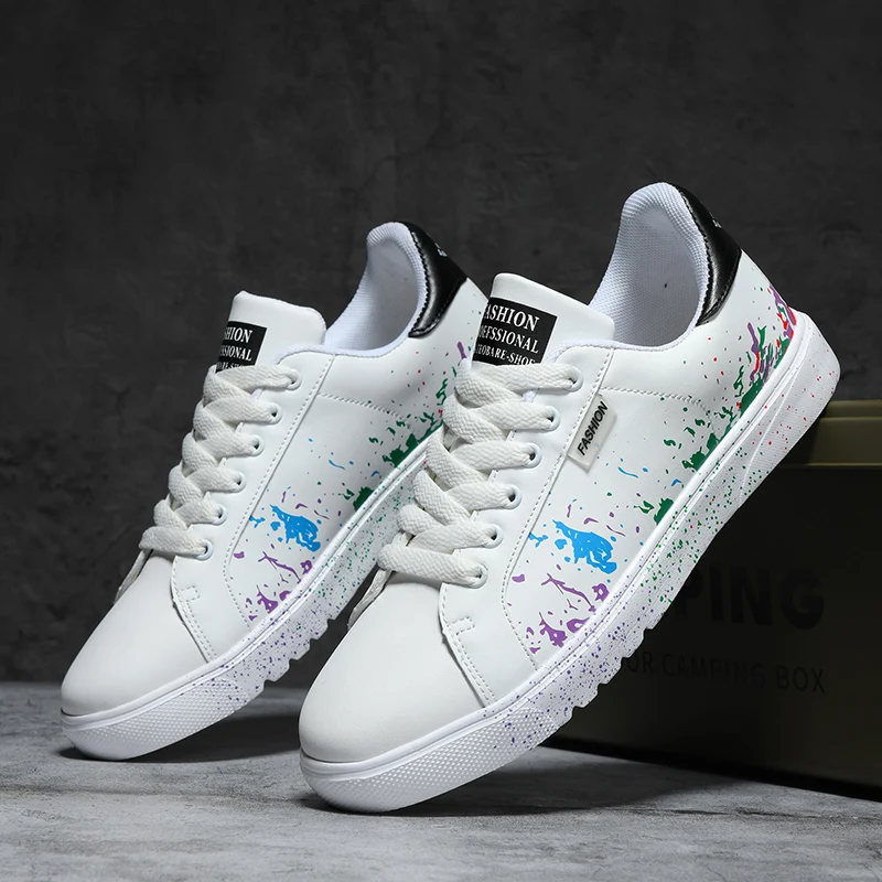 Men's Casual Sneakers Classic Graffiti Fashion Board Shoes for Unisex Comforthable Walking Shoes Non-slip Women Flat Shoes