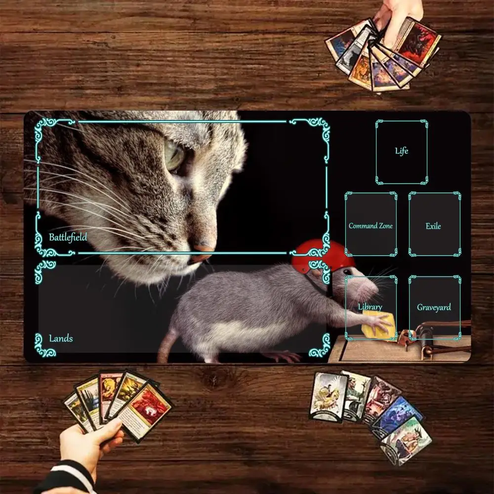 

Cat Mouse pad Fantasy-themed TCG gamming playmat game play mat Duel pads Beginner Card Battles Commander Gaming Deskpad