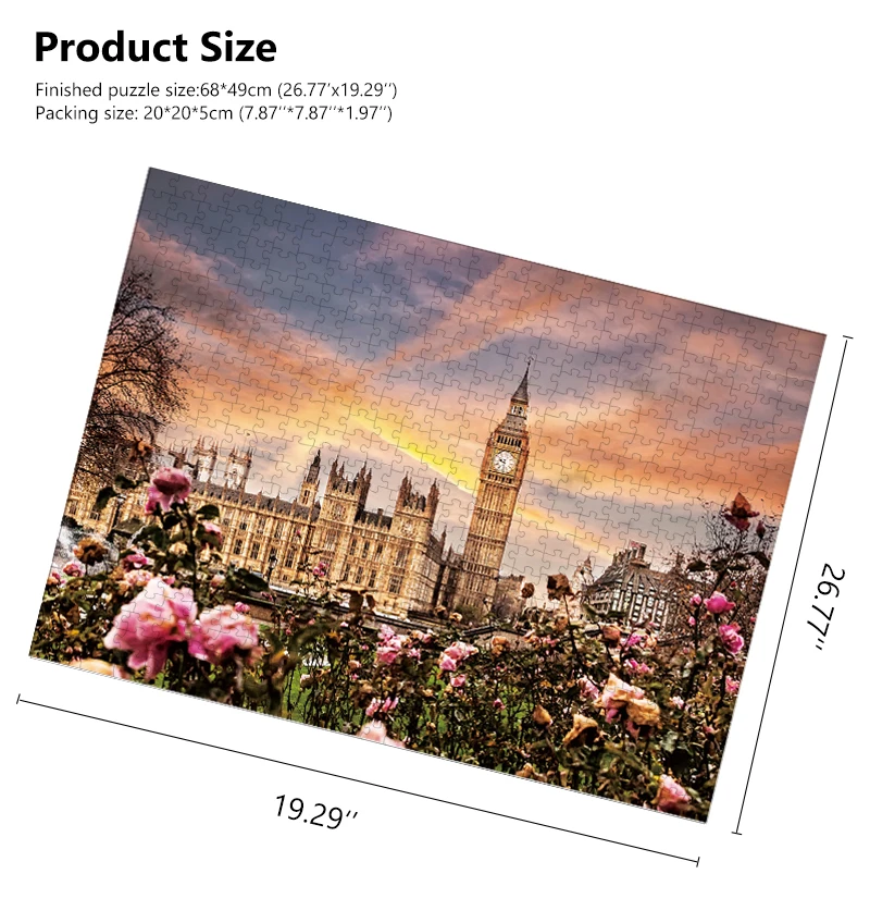 MaxRenard Jigsaw Puzzle 1000 Pieces for Adults London Big Ben Home Wall Deco Environmentally Friendly Paper Christmas Gift Toy