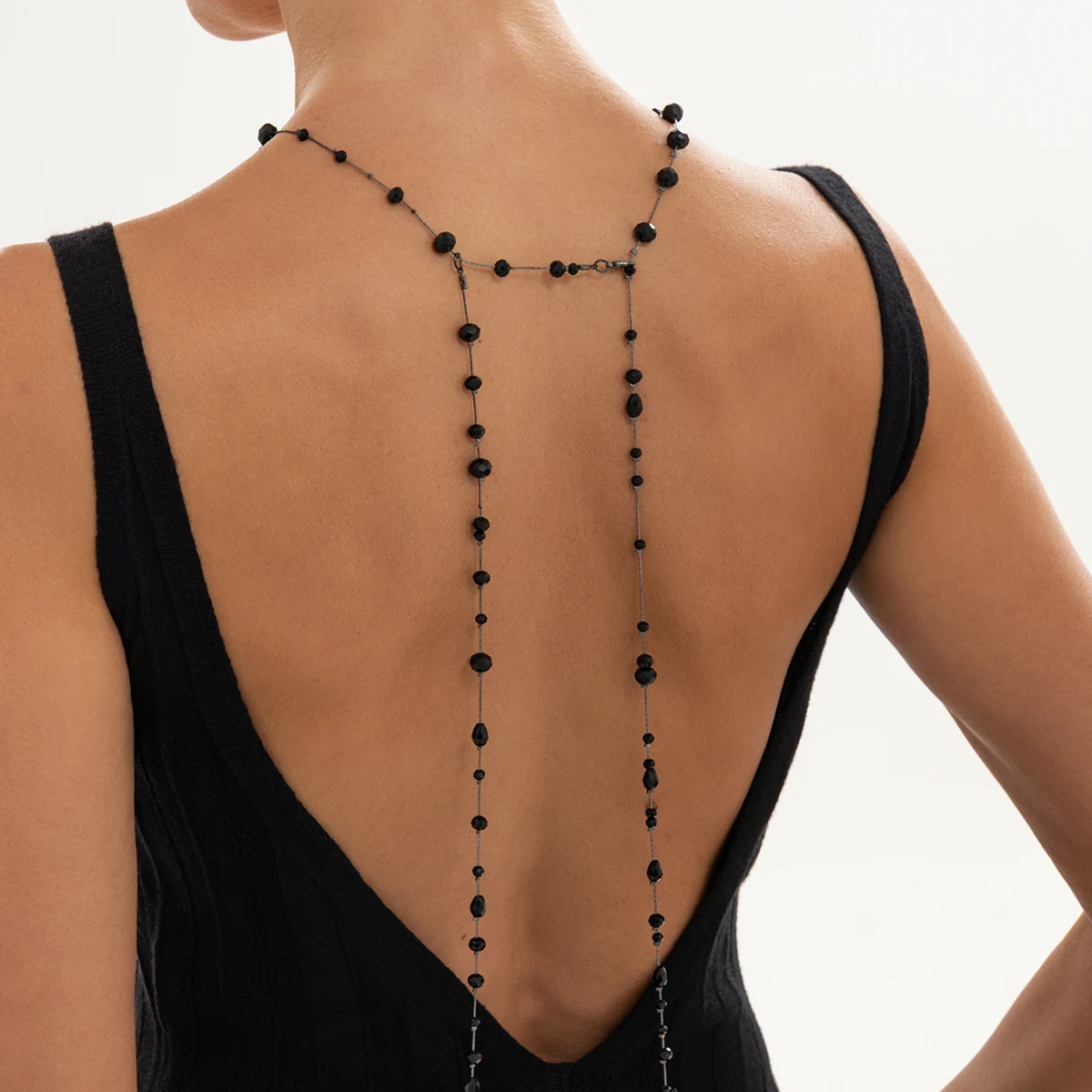Ingemark Vintage Rot-Schwarze Kristall-Langkette mit Anhänger für Damen, Gothic Halloween Halsketten, Sexy Körperschmuck Accessoires – Detail 1