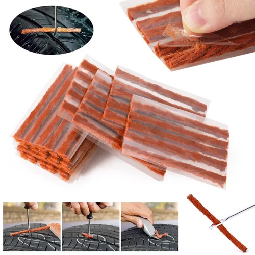 Imagen 2 del producto Kit de tiras de reparación de neumáticos para coche, Moto, bicicleta, tapón de punción de neumáticos sin cámara, tiras de goma, accesorios de herramientas de reparación, 10-600 Uds.