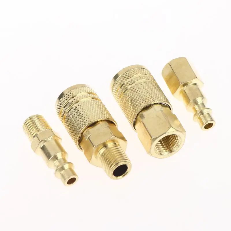 US Type Air Hose Coupler Plug 1/4 NPT Fast Connect Male Fitting Durable Brass for Home Improvement