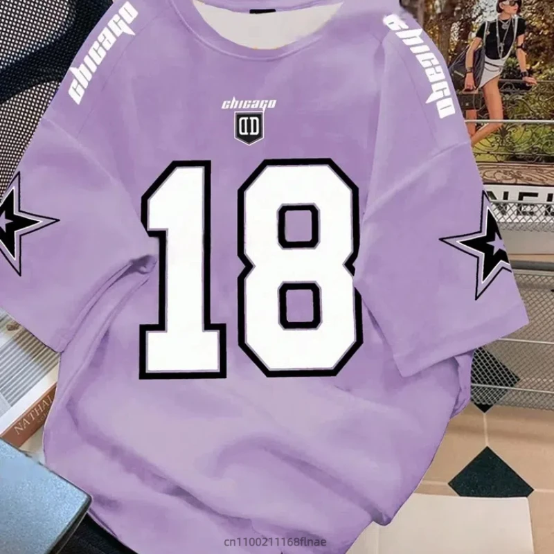 2025 뉴 스트릿 댄스 의상 3D 레트로 반팔 스포츠 남녀 공용 스트릿 캐주얼 힙합 저지 스포츠 티셔츠