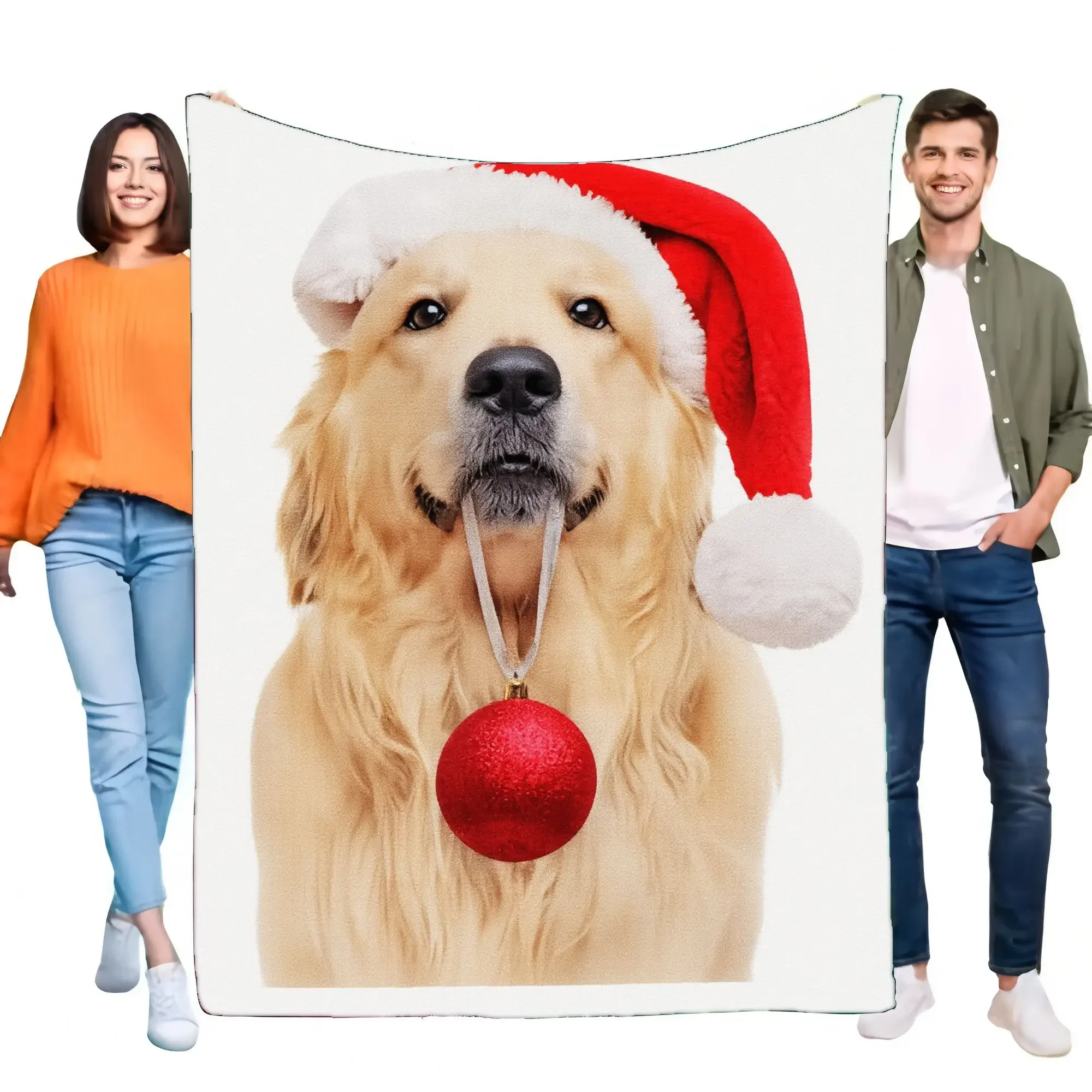 

Cute Golden Retriever Dog Blanket Christmas Decor Soft Throw Gift Idea for Pet Lovers Cozy Lightweight Home Sofa Blanket