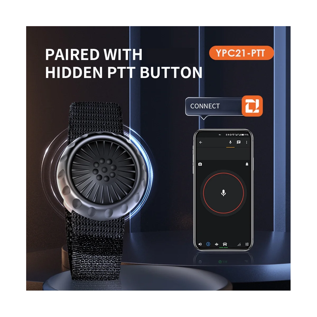 لاسلكي بلوتوث PTT لاسلكي تخاطب ، زر التحكم مع حزام قابل للتعديل ، Zello IOS أندرويد الهاتف الذكي