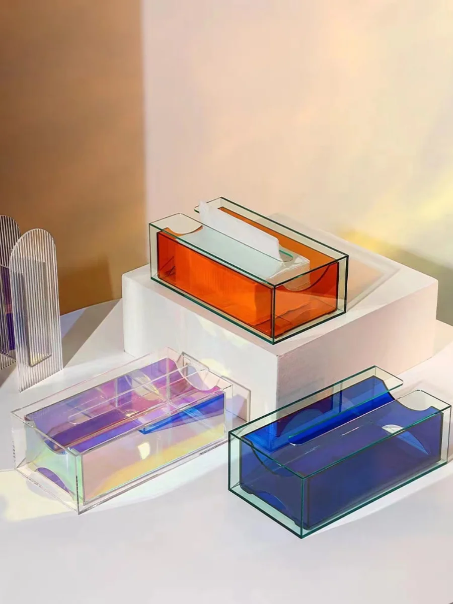 

Acrylic Tissue Box Simple Bedroom Coffee Table Dining Table Handmade Carved Square ape Home Decoration Accories