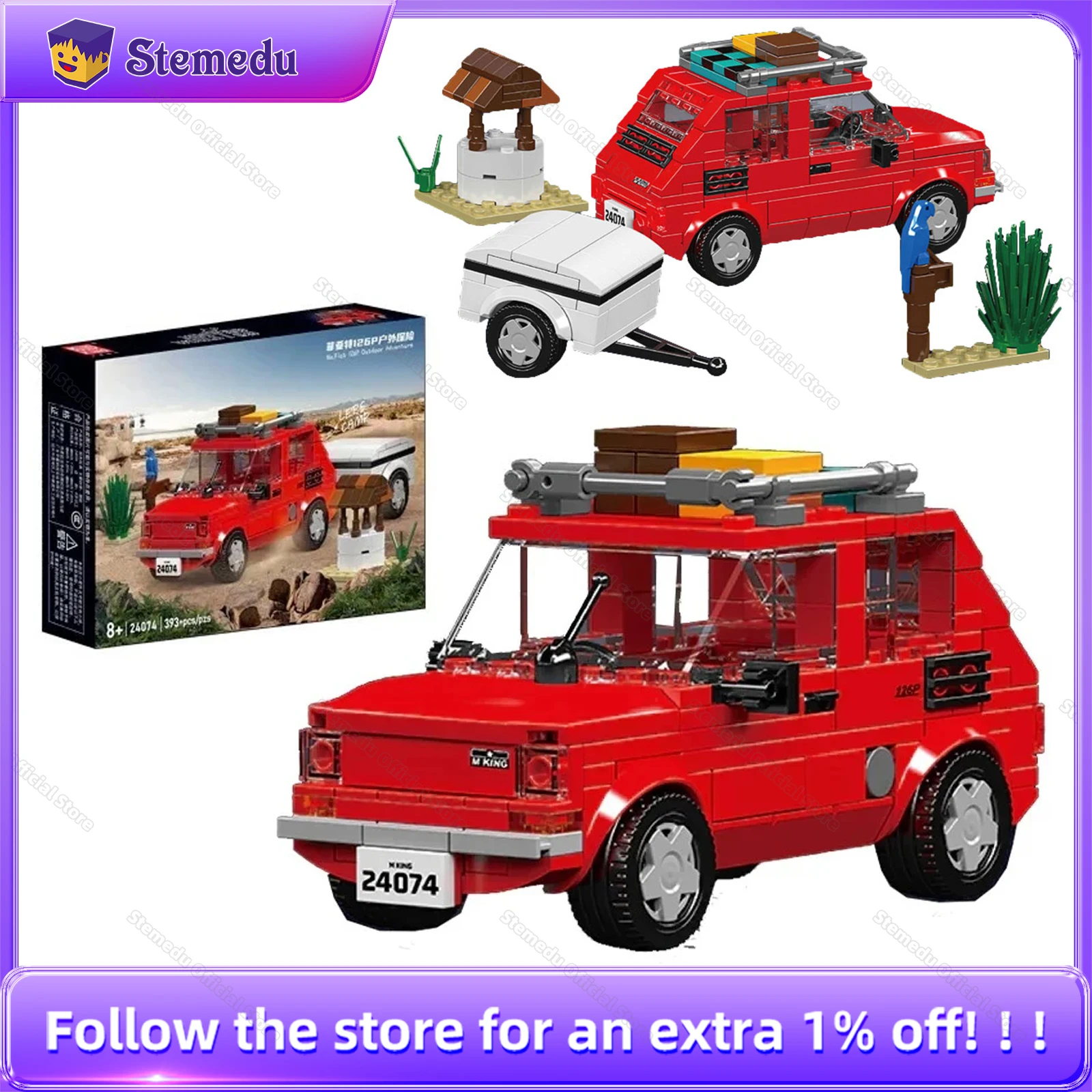 

Mould King 393PCS MOC 126P Off-road Vehicle Building Blocks Outdoor Adventure Cars Model 24074 Assembly Mini Brick DIY Toys Gift