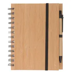 Wood Grain Notepad Spiral Writing Notebook Diary Monthly Planner Book With Pen Office School Stationery Supplies