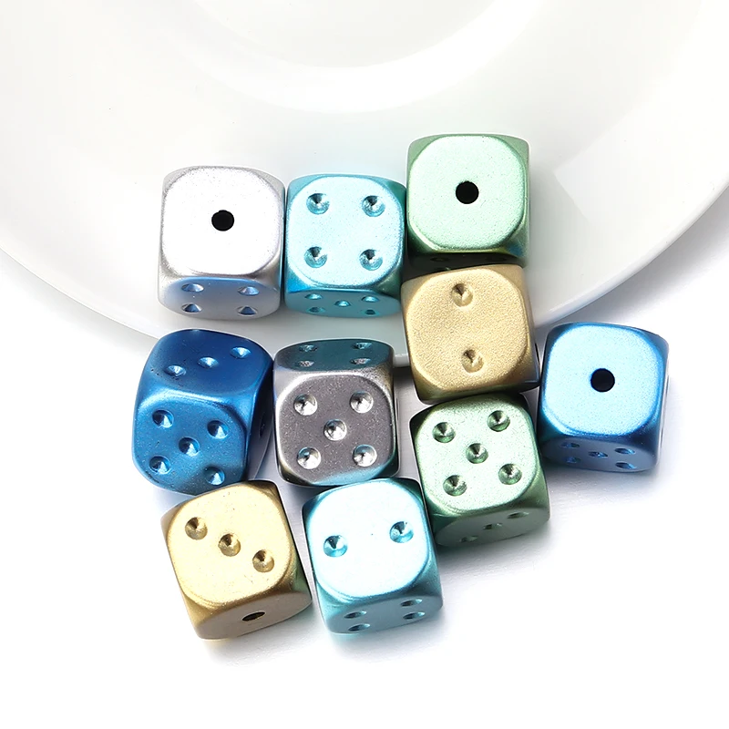 14mm 10pcs Acrylic Dice Beads Square Shape DIY Spacer Beads For Jewelry Making Necklace Charms Bracelet Accessories