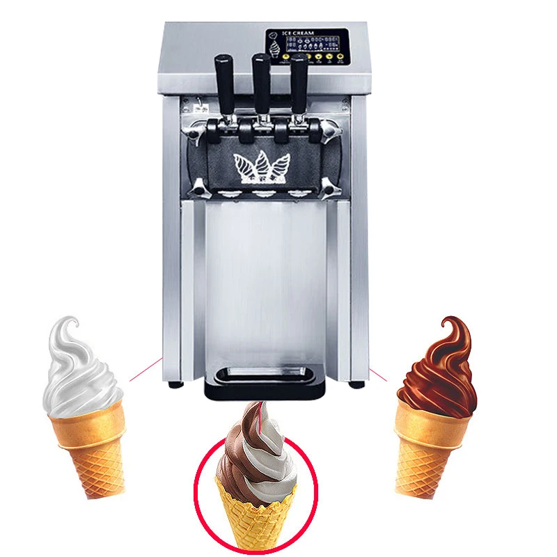 Настольная машина для мягкого мороженого из нержавеющей стали, машина для мороженого с мороженым, 220 В, 110 В