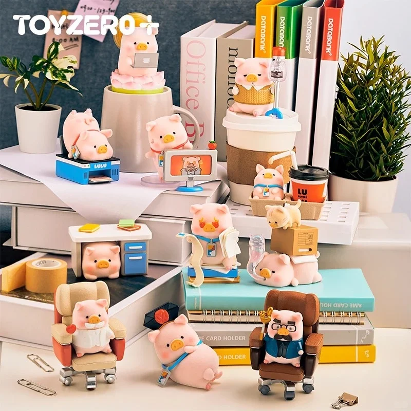 Toyzero Lulu The Piggy Office Series Blind Box Lulu Actionfigur Cartoon-Schweinchen Tägliche Schreibtisch-Dekoration Überraschungsbox