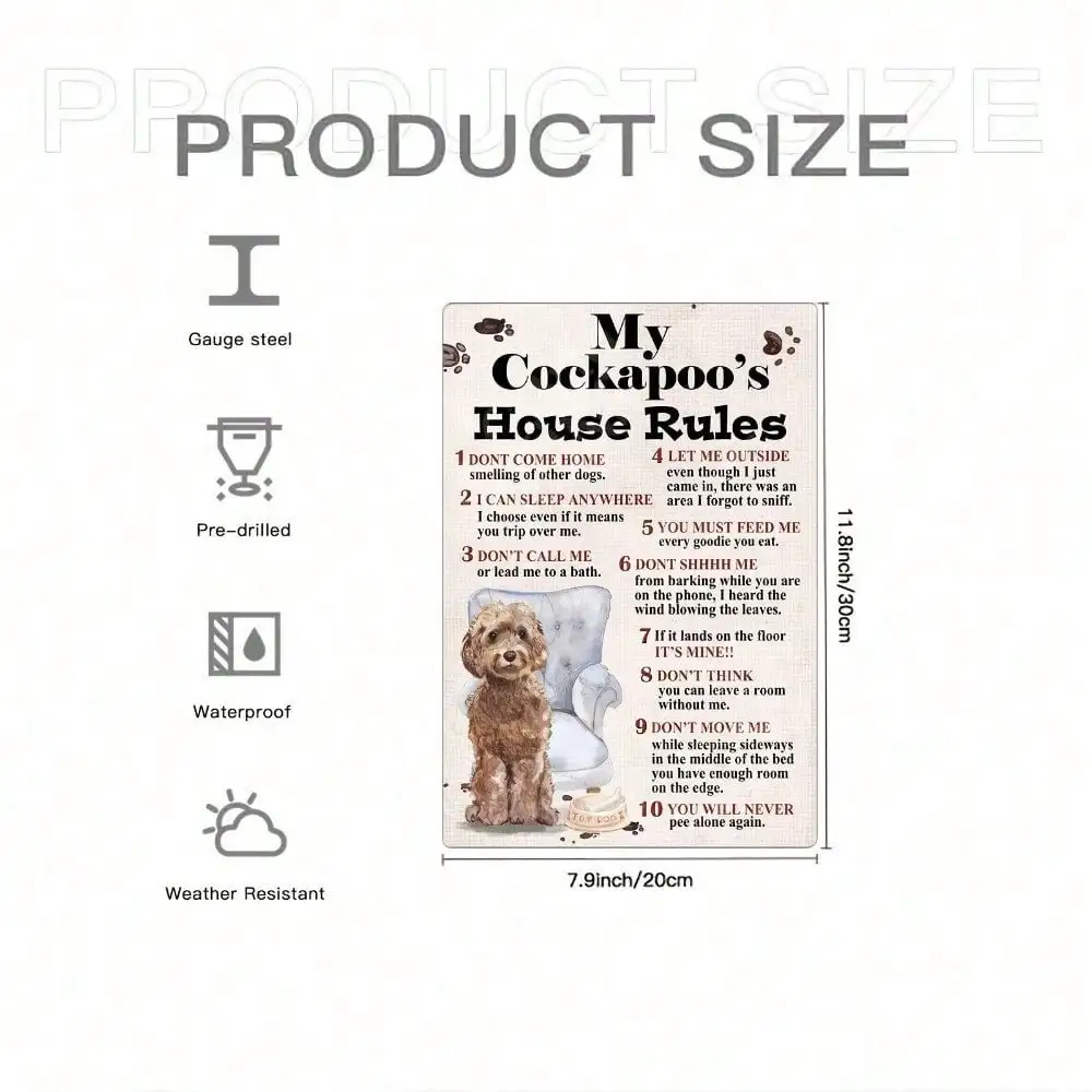 Cockapoo Metal Sign 8x12 Inch - Vintage Country Dog Wall Art for Home Bedroom Living Room, Funny Gift for Pet Owner