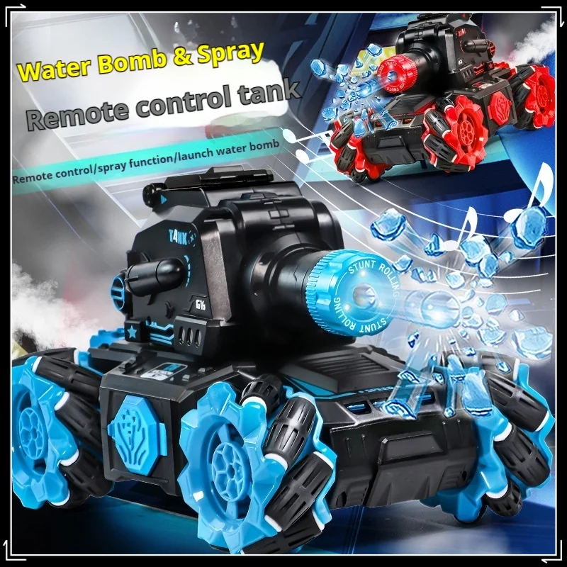 

New Children'S Water Bomb Tank Remote Control Car Stunt Off-Road Electric Toy Multiplayer Battle Light Music Car Boy Gift