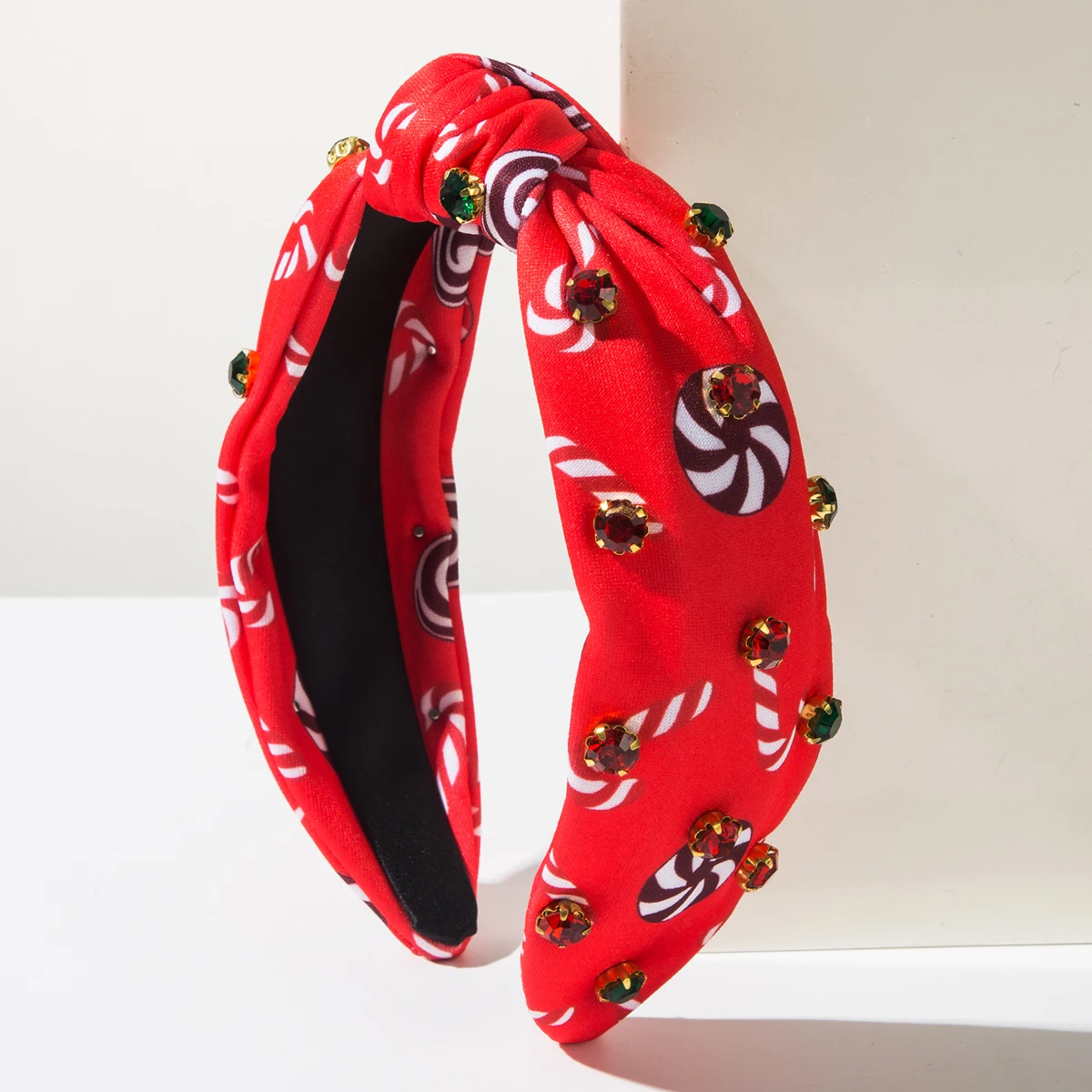 Cross border new trendy Christmas headband, simple windmill crutch print, diamond studded Christmas elements hair accessory for