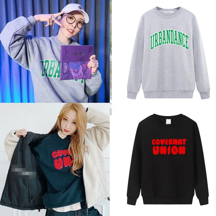 MAMAMOO Wonsik round Ne Long Sve Fce Letter Print Hoodie Spring Autumn Korean Sle Loose Fit Comfortable Cotton Swea...