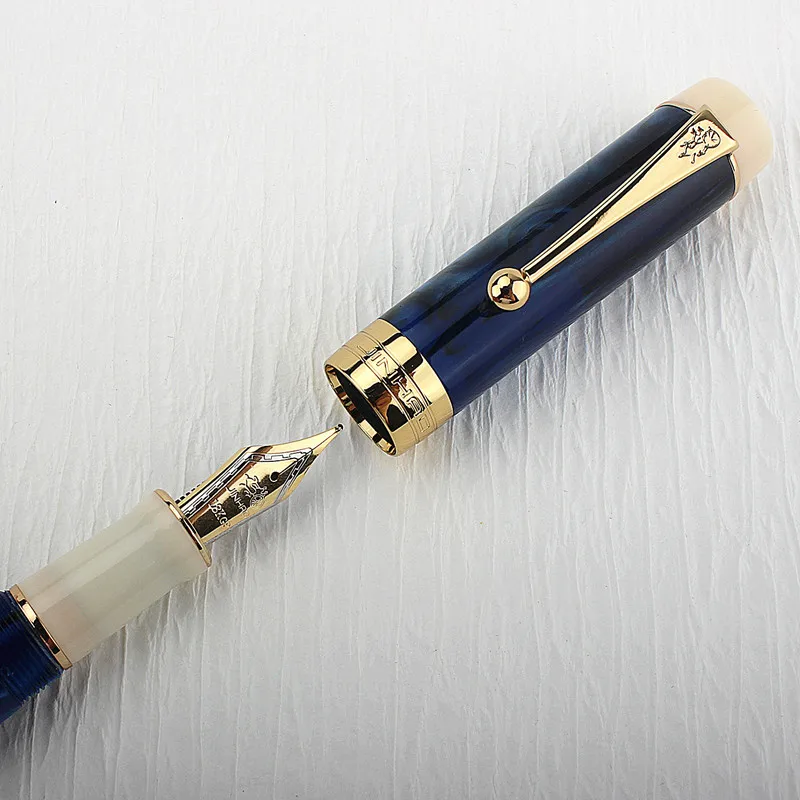 Luxe Kwaliteit Jinhao 100 Galaxy Blauwe Hars Kleur Schoolbenodigdheden Studentenkantoor Stationaire M Nib Vulpen Nieuw