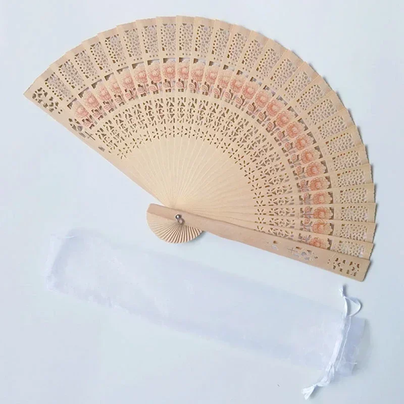 20/50 Pcs Personalized Carved Wood Wedding Fans with Organza Bag, Custom Logo, Wedding Gifts for Guests, Birthday Party Gifts