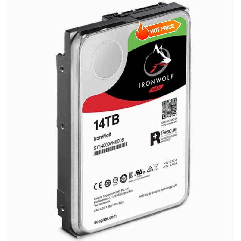 New 14T For Sea-gate ST14000VN0008 Iron Wolf NAS HDD 14TB 7200RPM SATA 6Gbps 256MB Cache 3.5-inch Internal Hard Disk