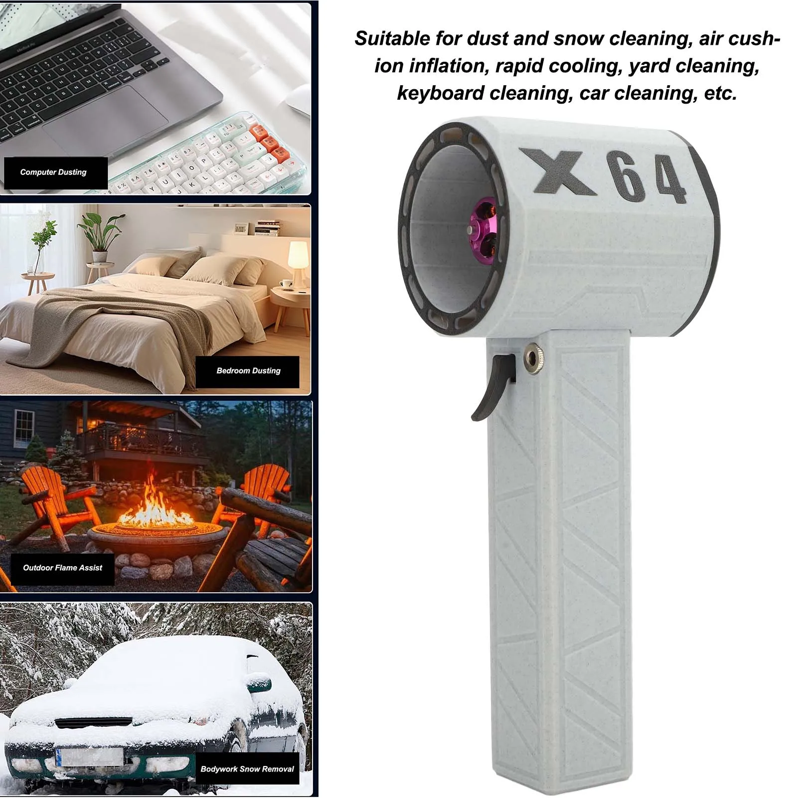 Dry Blower 1400g Thrust Stepless Speed Regulation Handheld Turbo Fan Blower for Cleaning Inflation Cooling  Blower