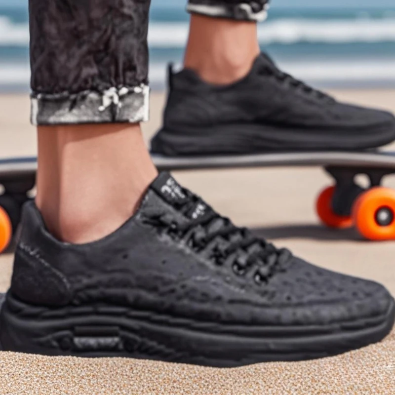 Men's Sneaker Man Casual Leather Shoes Male Sports Comfortable Flat Shoes High End Fashion Lace Up Shoes for Men Tenis Masculino