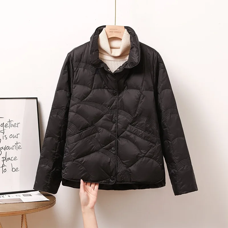 Xiangyun fashion stand collar women's down jacket fashion short large size high-end popular women's white duck down jacket