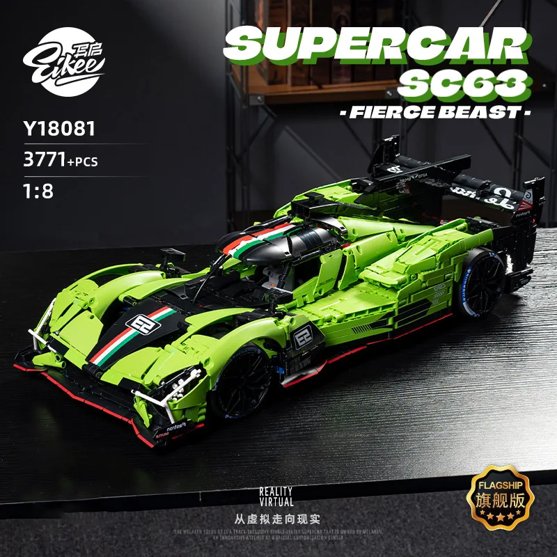 1:8 Tecnico 499P Super Sport Auto Da Corsa Building Blocks SC63 Auto Mattoni Assemblaggio Giocattoli Per I Bambini Regali Di Natale Ragazzi