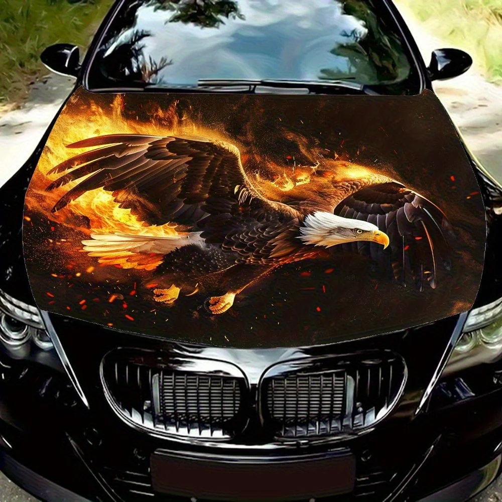 

Наклейка на капот автомобиля Fire Eagle Spreading Wings, прочные автомобильные виниловые обертки, подходящие для большинства автомобилей, защита капота двигателя автомобиля