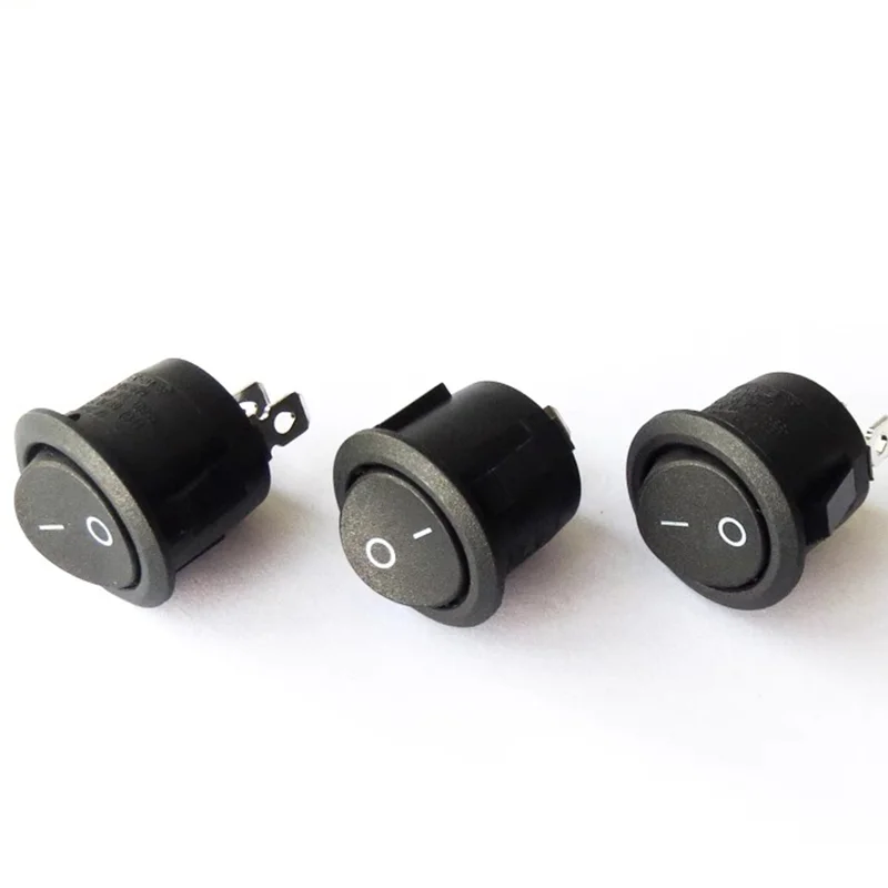 5PCS 20mm Diameter Black 2 Pin ON/OFF Round Rocker Switches 6A/250VAC 10A125VAC Plastic Push Power Button Switch Toggle Switch