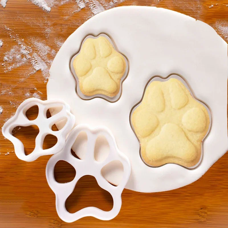 2Pcs/set Cartoon Kitten Paw Cookie Cutter Cat Cookie Embosser Mold Fondant Cake Decorating Tool Holiday Party Baking Accessories