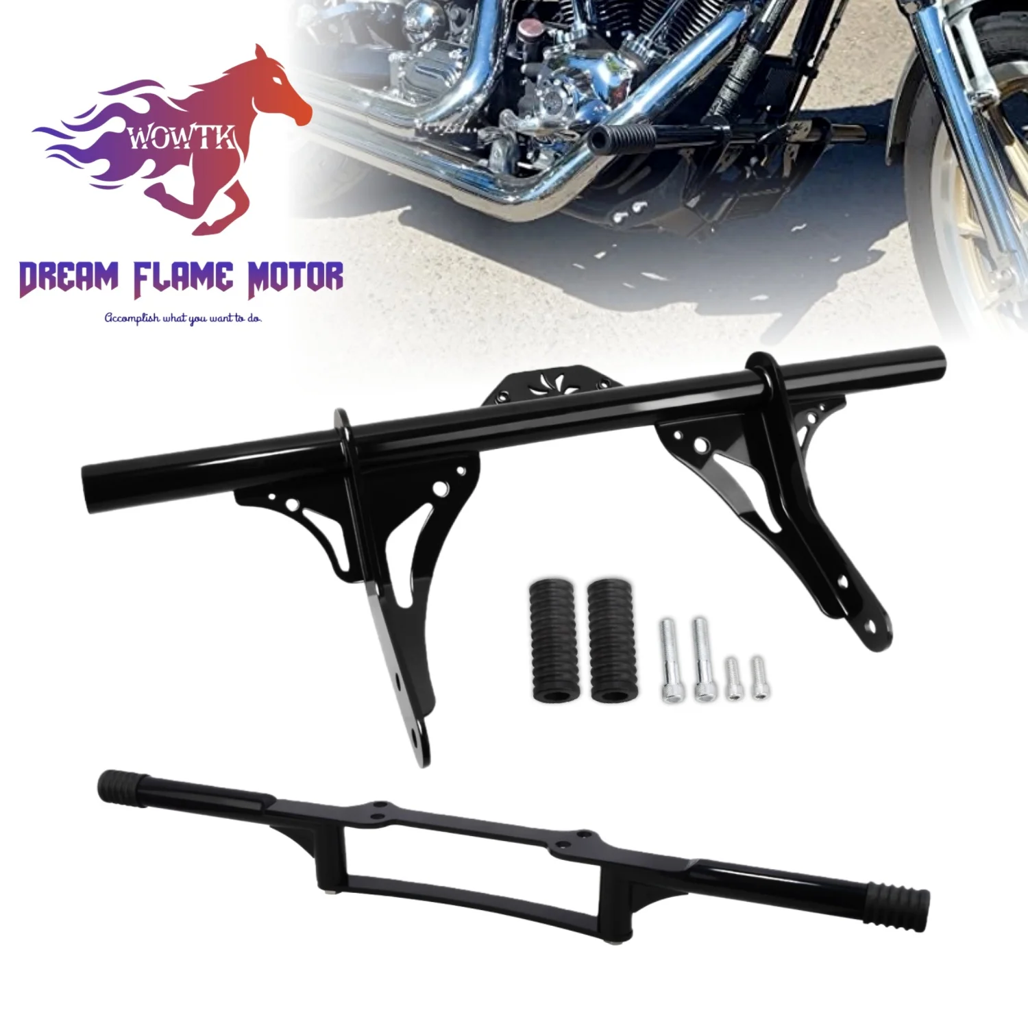 

Front Rear Crash Bar protection Motorcycle anti-fall bumpers Highway Foot pegs For Harley Dyna Wide Glide Street Bob Fat Bob FLD