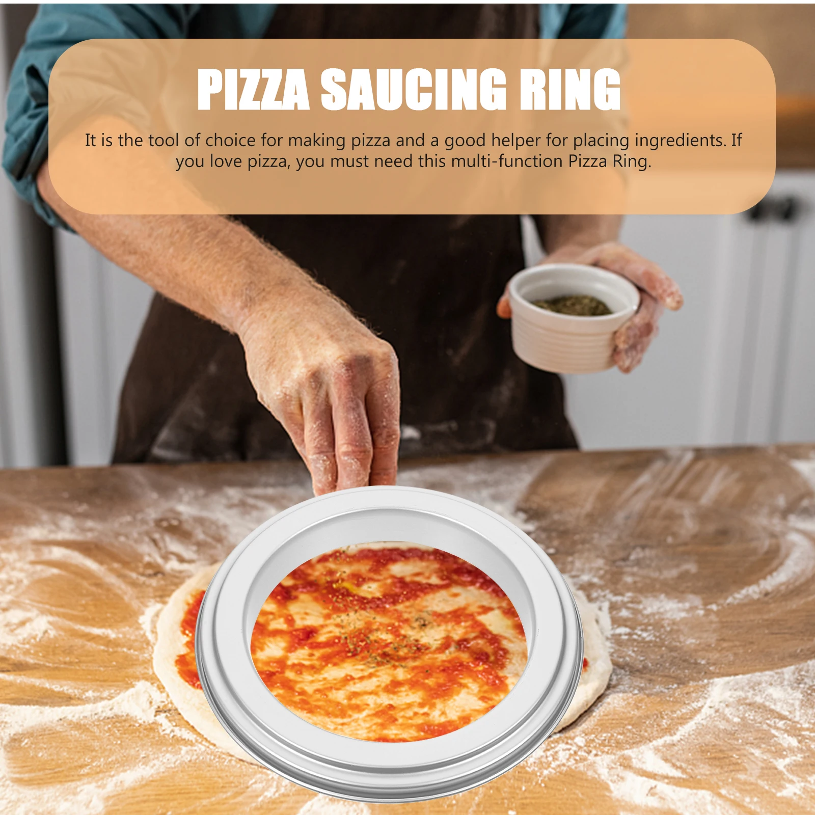 

Round Pizza Saucing Ring Nonstick Metal Baking Tool Practical Kitchen Mold For Dessert Shop Home Use Egg Pancake Cutter
